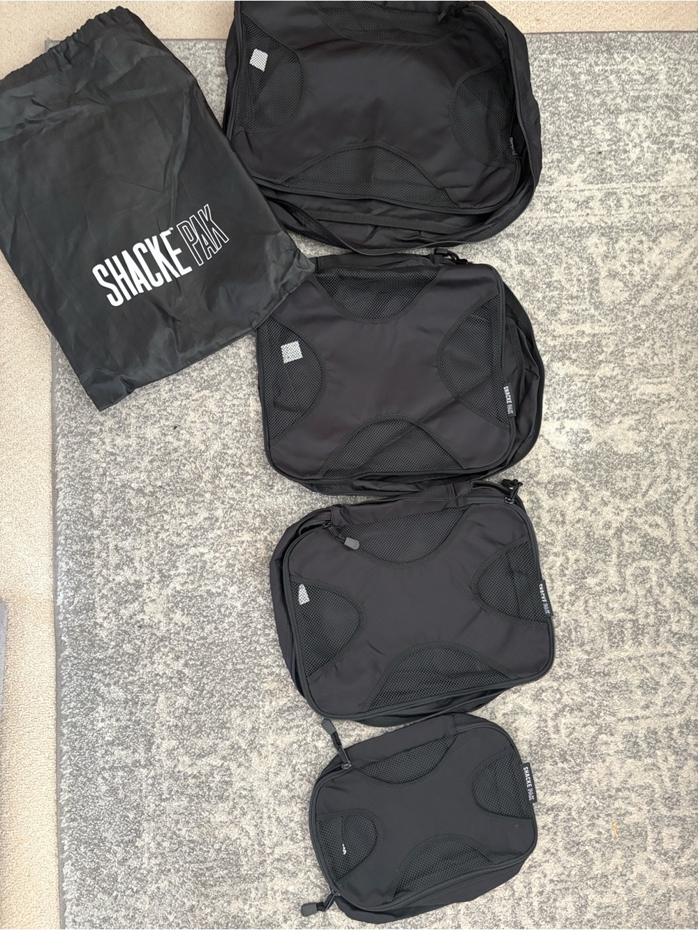 Black Travel Packing Cube Set - 4pc Organizer